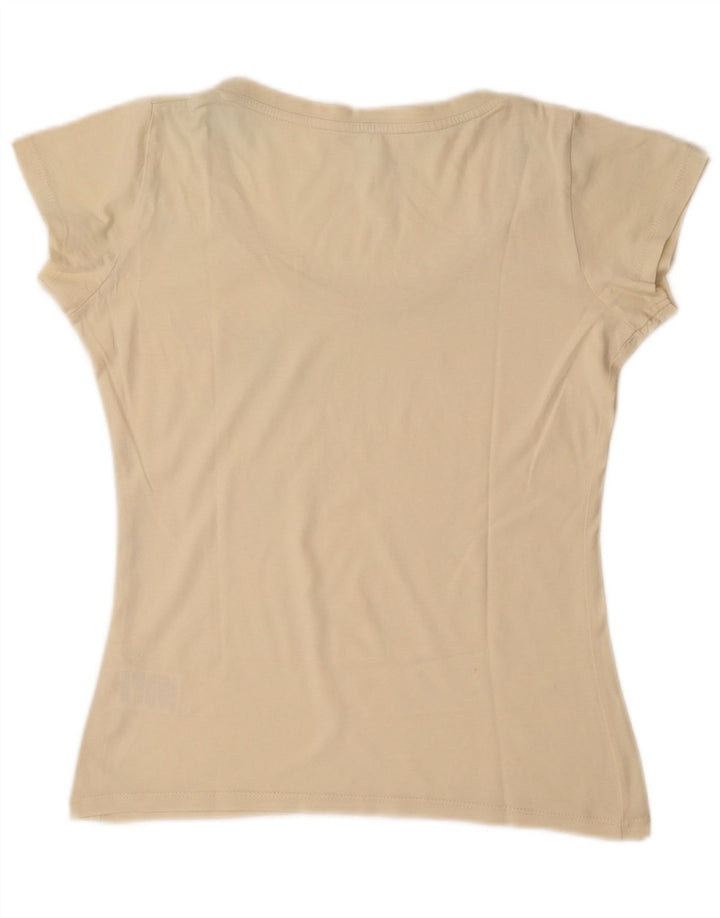Guru T-Shirt Femme Top UK 12 Moyen Blanc Cassé Coton