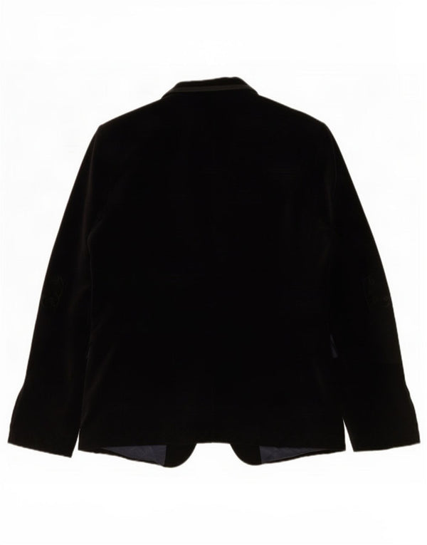 Zara Veste Blazer En Velours à 1 Bouton Pour Homme EU 50 Coton Noir Moyen