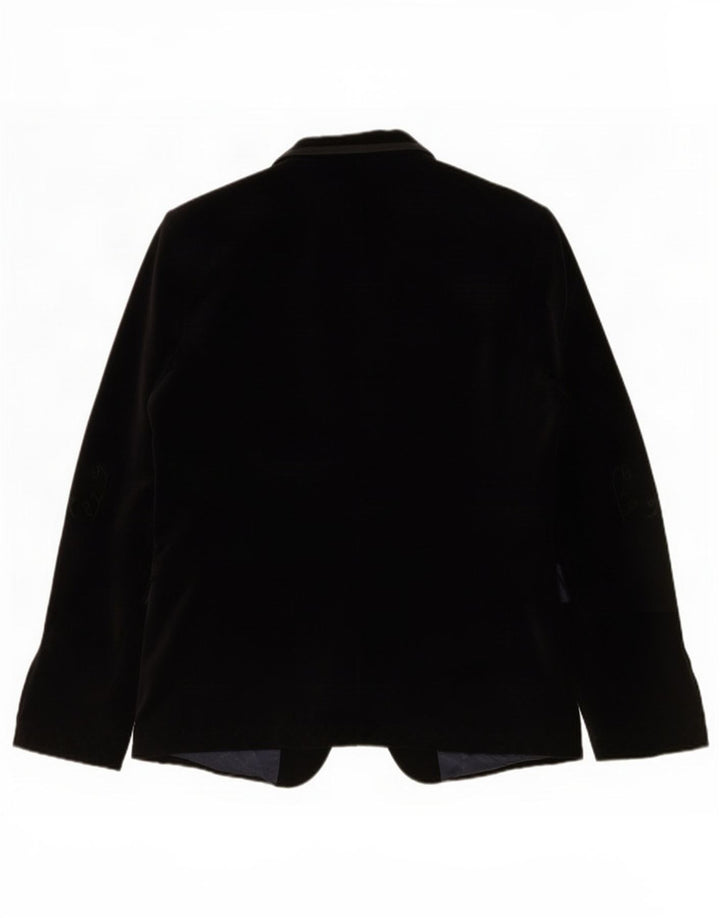 Zara Veste Blazer En Velours à 1 Bouton Pour Homme EU 50 Coton Noir Moyen