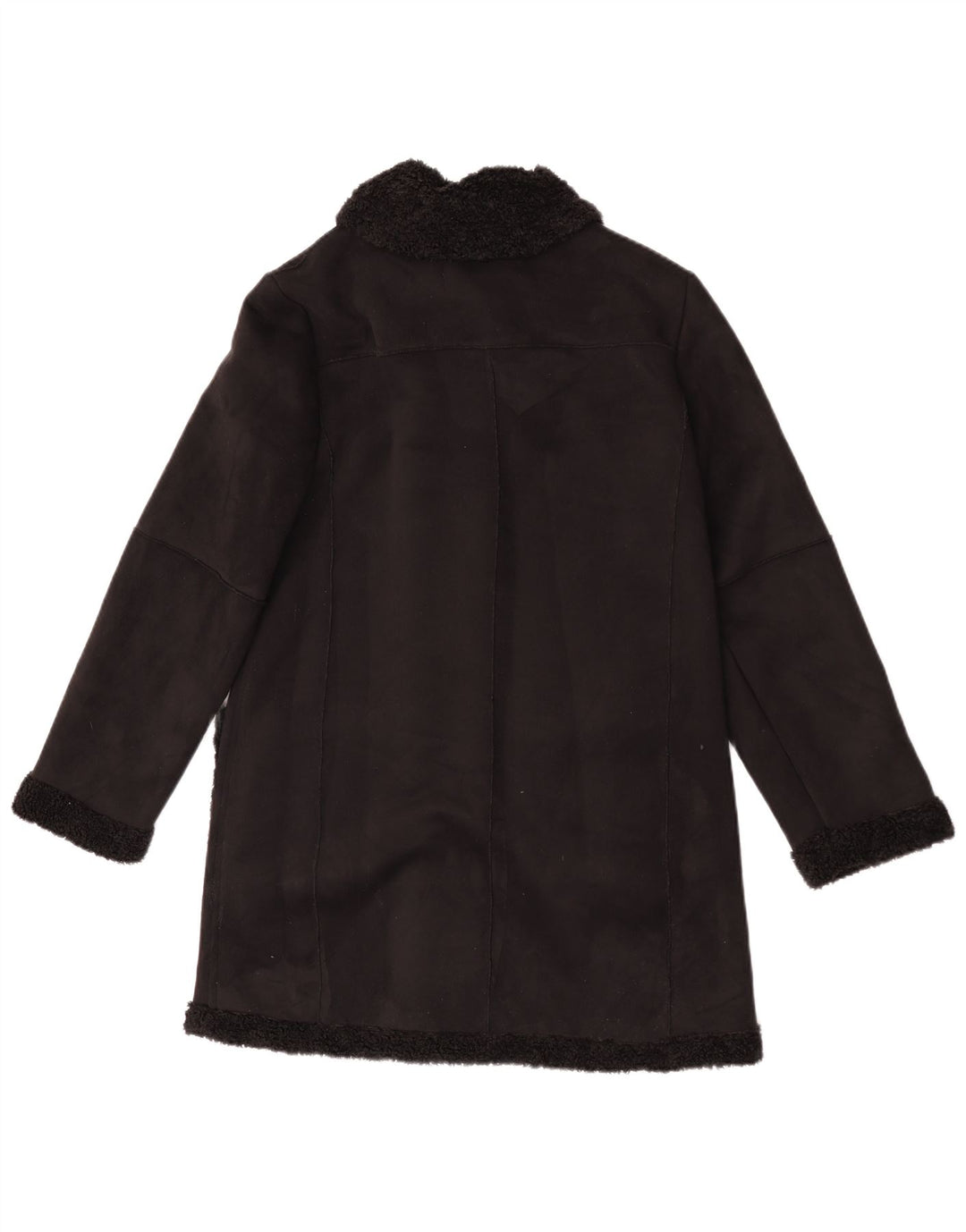Zara Womens Sherpa Pardessus UK 10 Petit Noir