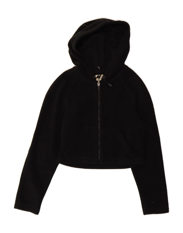 MAX & CO. Womens Crop Hooded Fleece Jacket UK 12 Medium Black Polyester Vintage Max & Co. and Second-Hand Max & Co. from Messina Hembry 