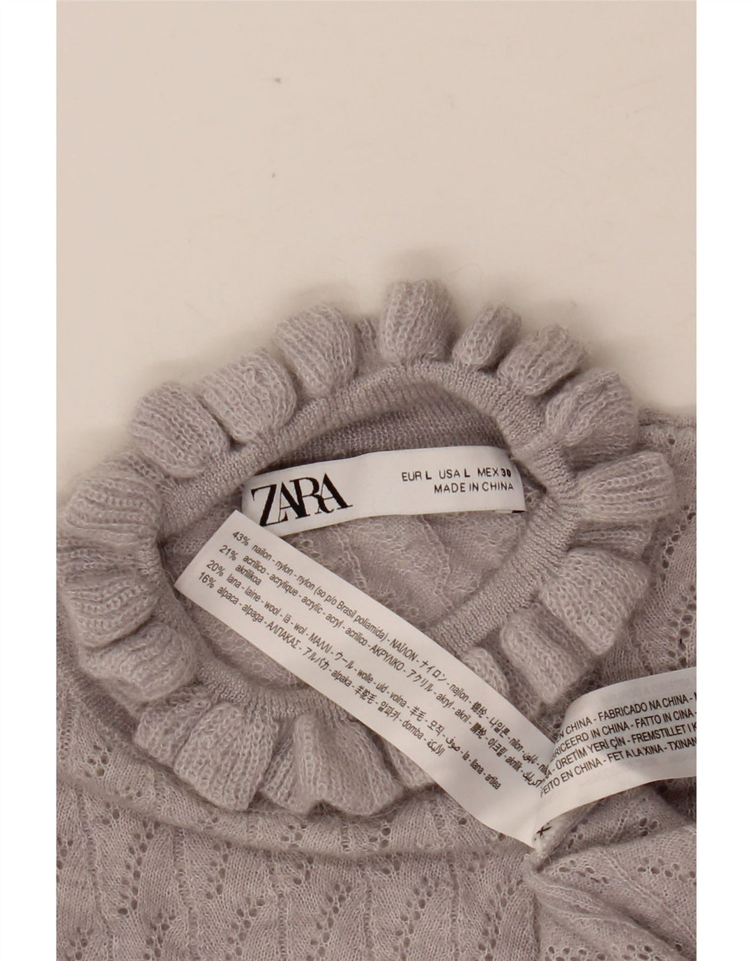 ZARA Pull court à col roulé pour femme UK 14 Large Violet Nylon