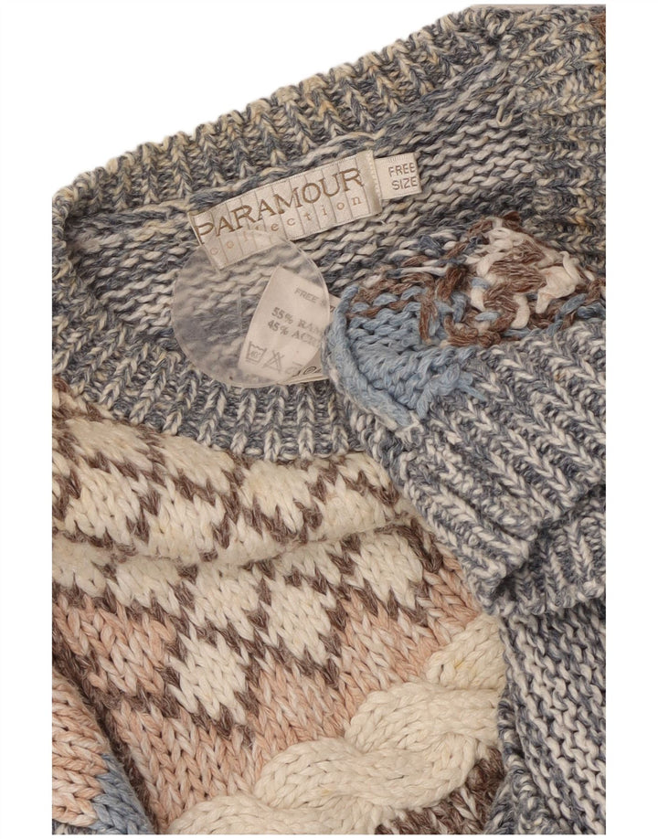 PARAMOUR Cardigan Femme Taille Unique Bleu Patchwork Ramie