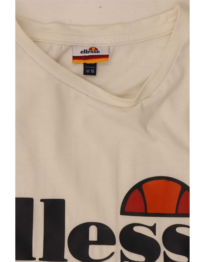 Ellesse T-shirt graphique pour femme UK 16 Large Blanc