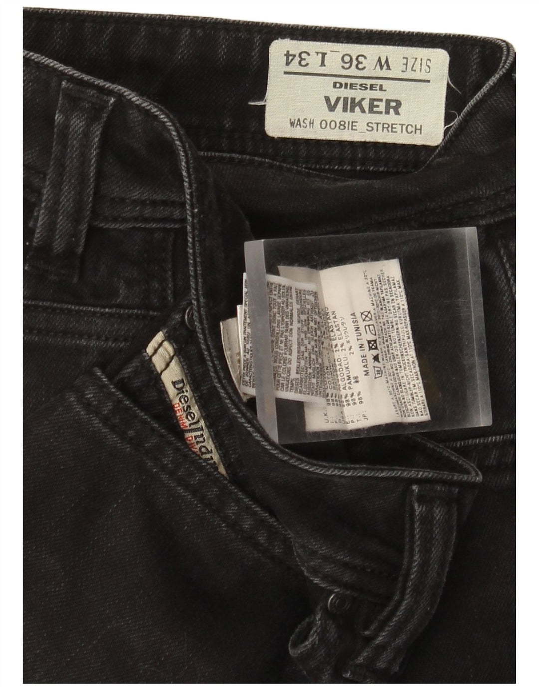 Diesel Jean Slim Viker W36 L29 Homme Noir Coton