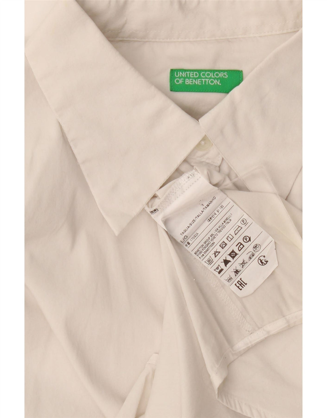 Benetton Chemise Femme UK 16 Large Blanc Coton