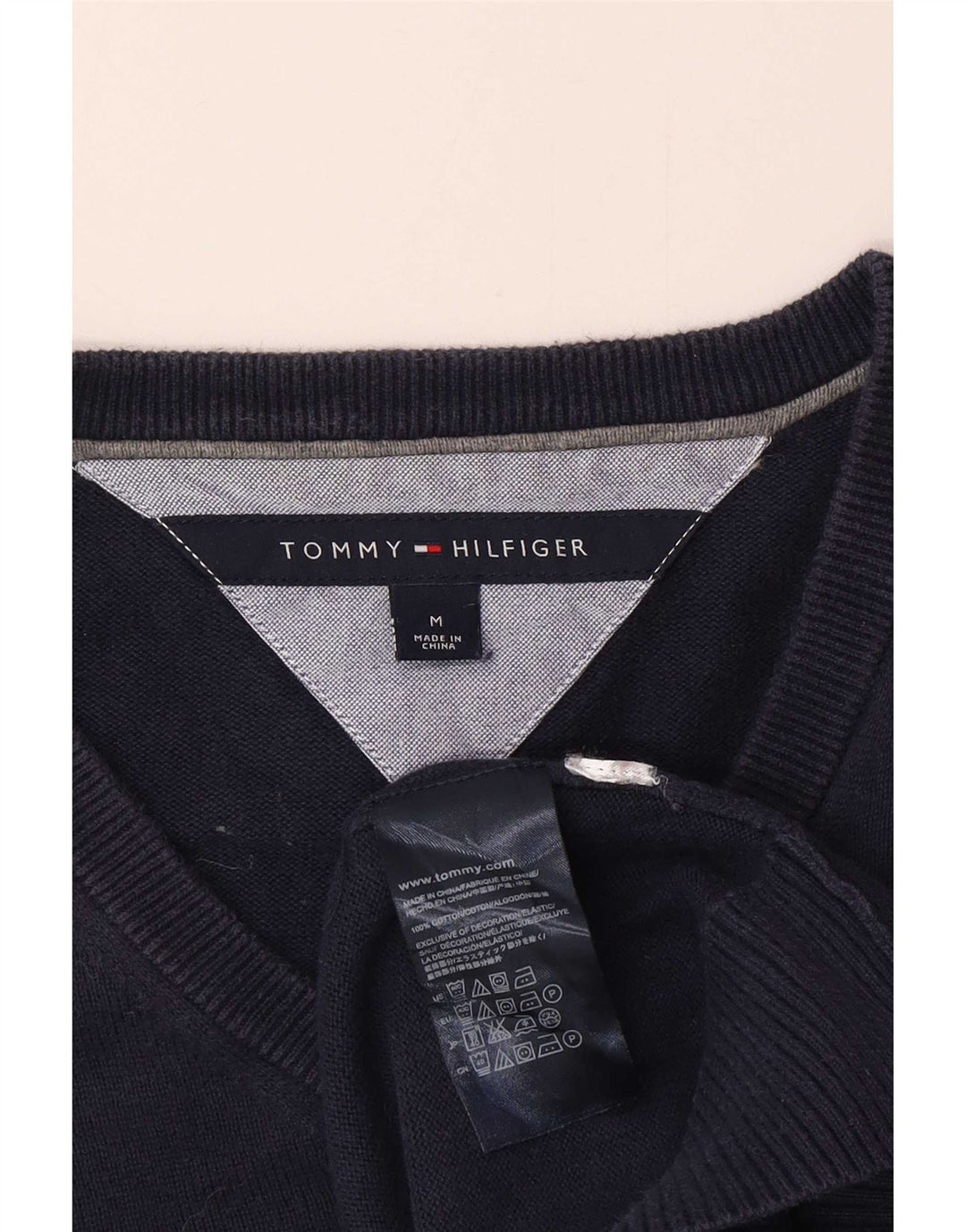 Tommy Hilfiger Pull col V Homme Bleu Marine Moyen Coton