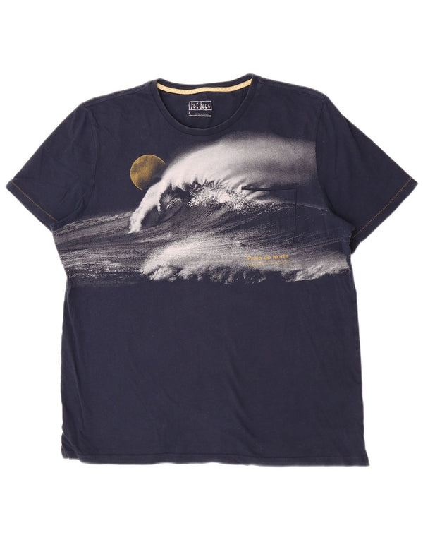 Fat Face T-Shirt Graphique Homme Haut Large Bleu Marine Coton