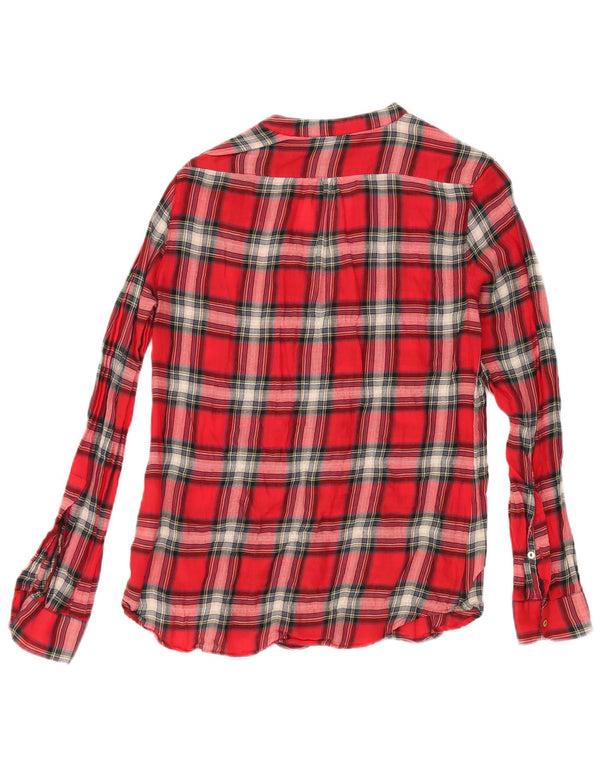 Zara Femme Pull Chemise UK 6 XS Rouge à Carreaux Coton