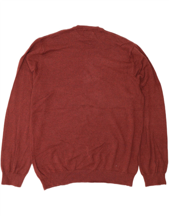 Marks & Spencer Pull col en V pour homme 2XL Marron Coton