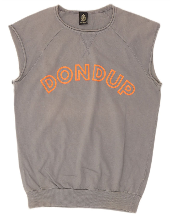 Dondup Pull Graphique Sans Manches Homme Gris Moyen Coton