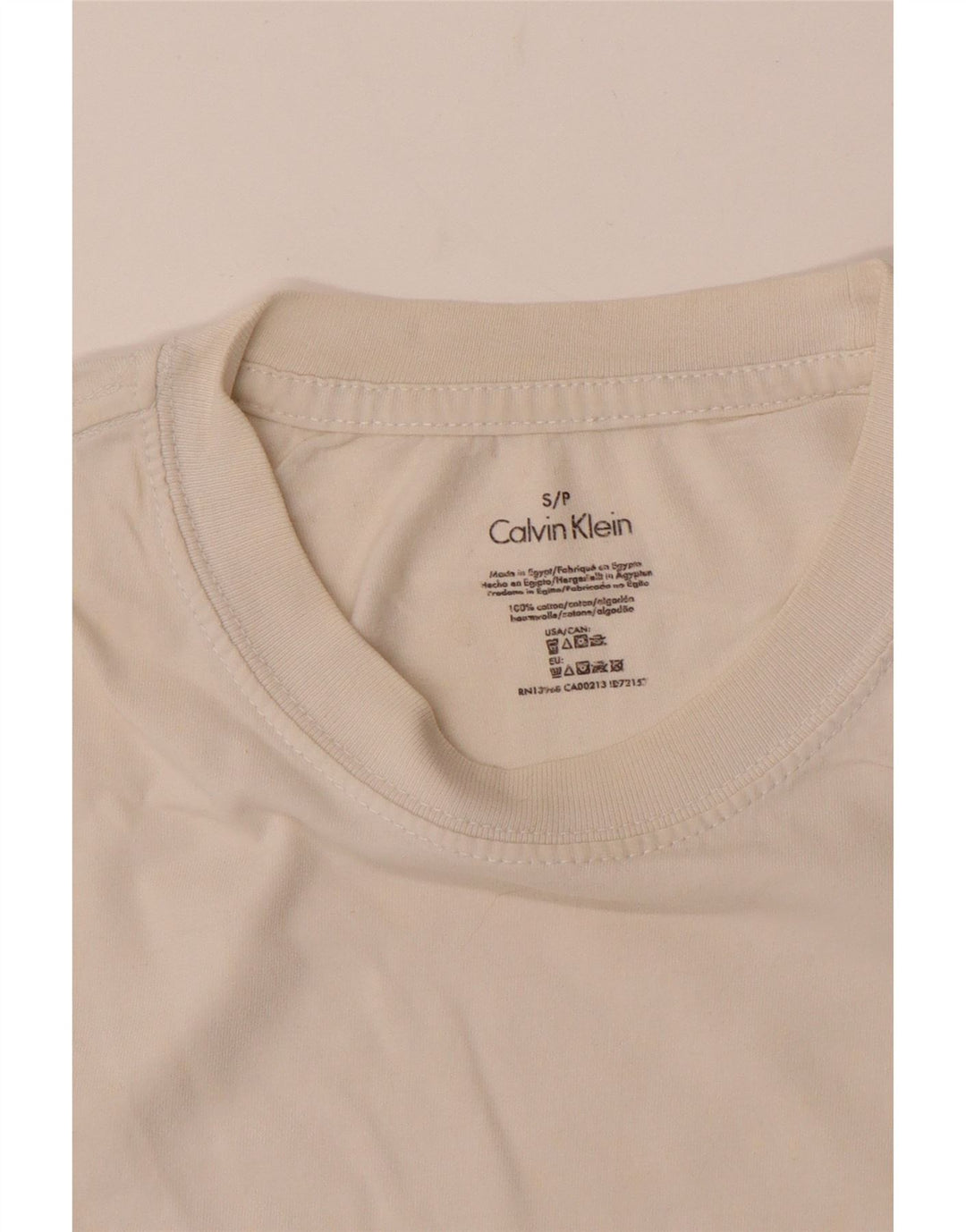 CALVIN KLEIN T-Shirt Homme Haut Petit Blanc Cassé Coton