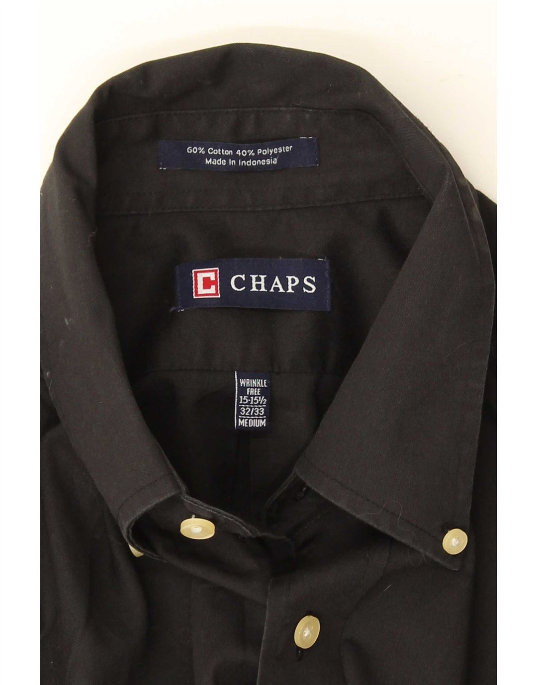 Chaps Chemise Homme Taille 15 1/2 Coton Noir Moyen