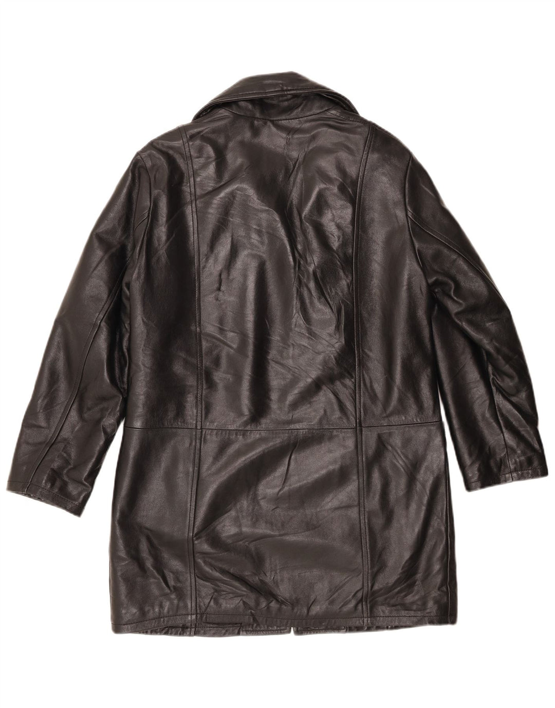 manteau en cuir femme vintage IT 44 Moyen Noir