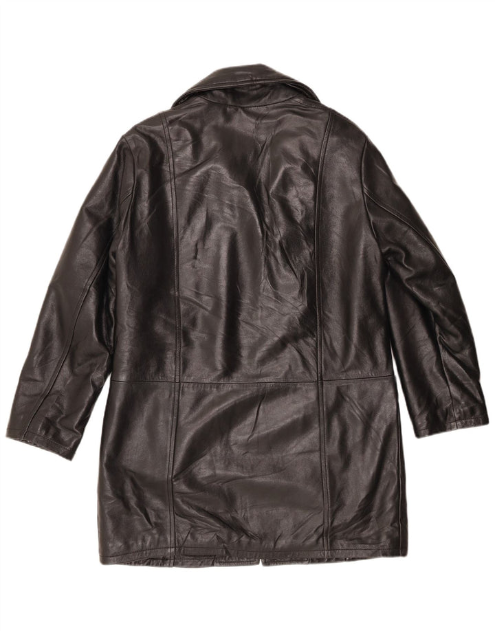 manteau en cuir femme vintage IT 44 Moyen Noir