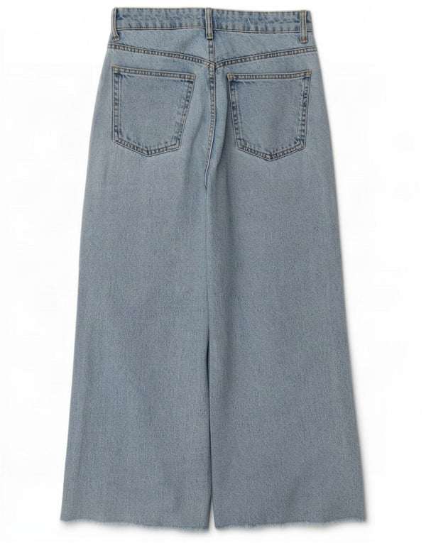 Zara Jean taille haute à jambe large pour femme EU 36 XS W26 L25 Bleu Coton