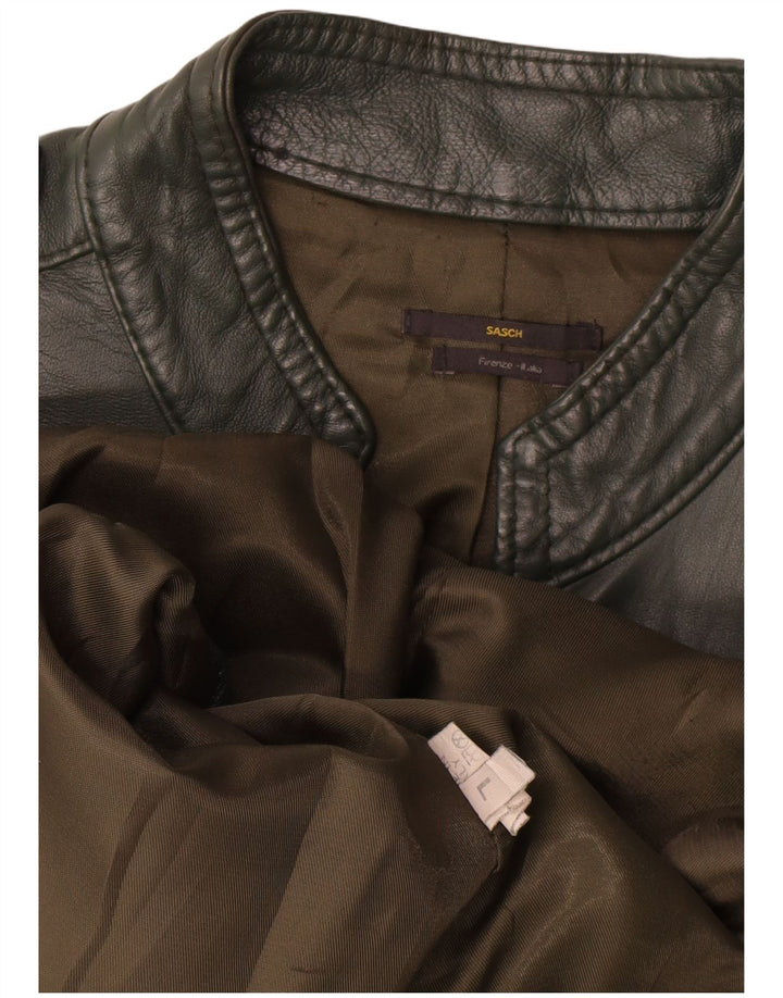 Sasch Veste en cuir militaire pour femme UK 14 Large Vert