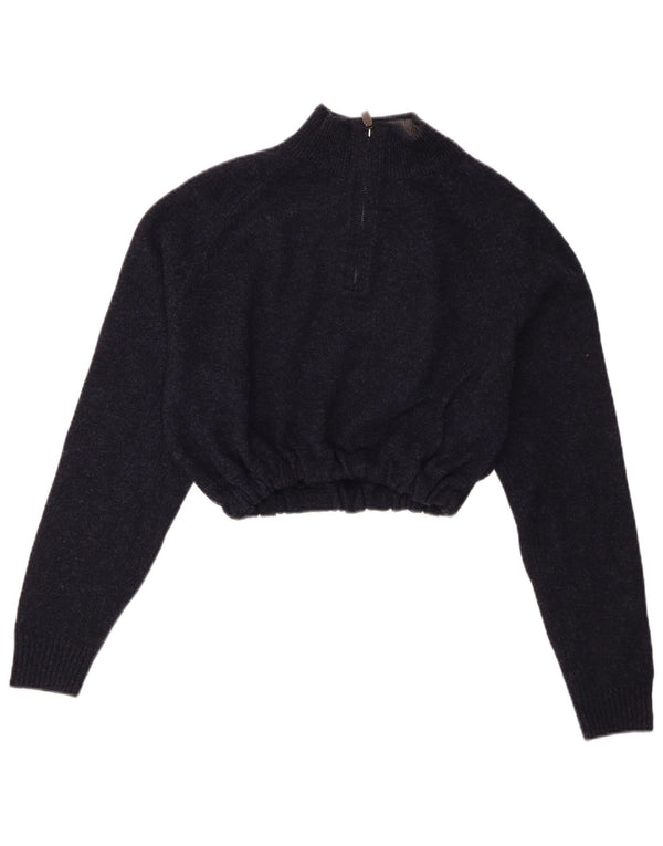 Marks & Spencer Pull court à col zippé pour femme UK 14 Bleu marine moyen
