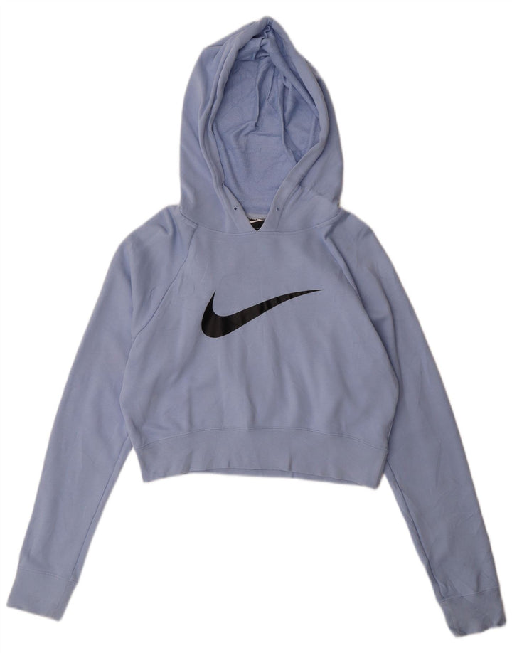 Nike Femme Crop Graphic Sweat à capuche UK 14 Bleu moyen Coton