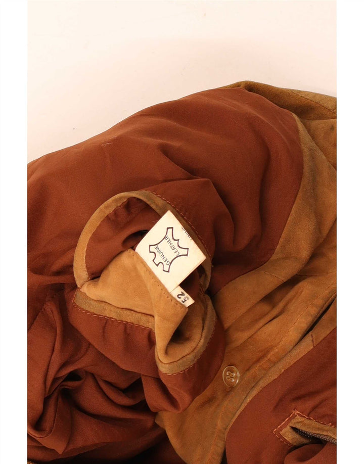 Veste Bomber En Daim Vintage Homme IT 52 XL Cuir Marron