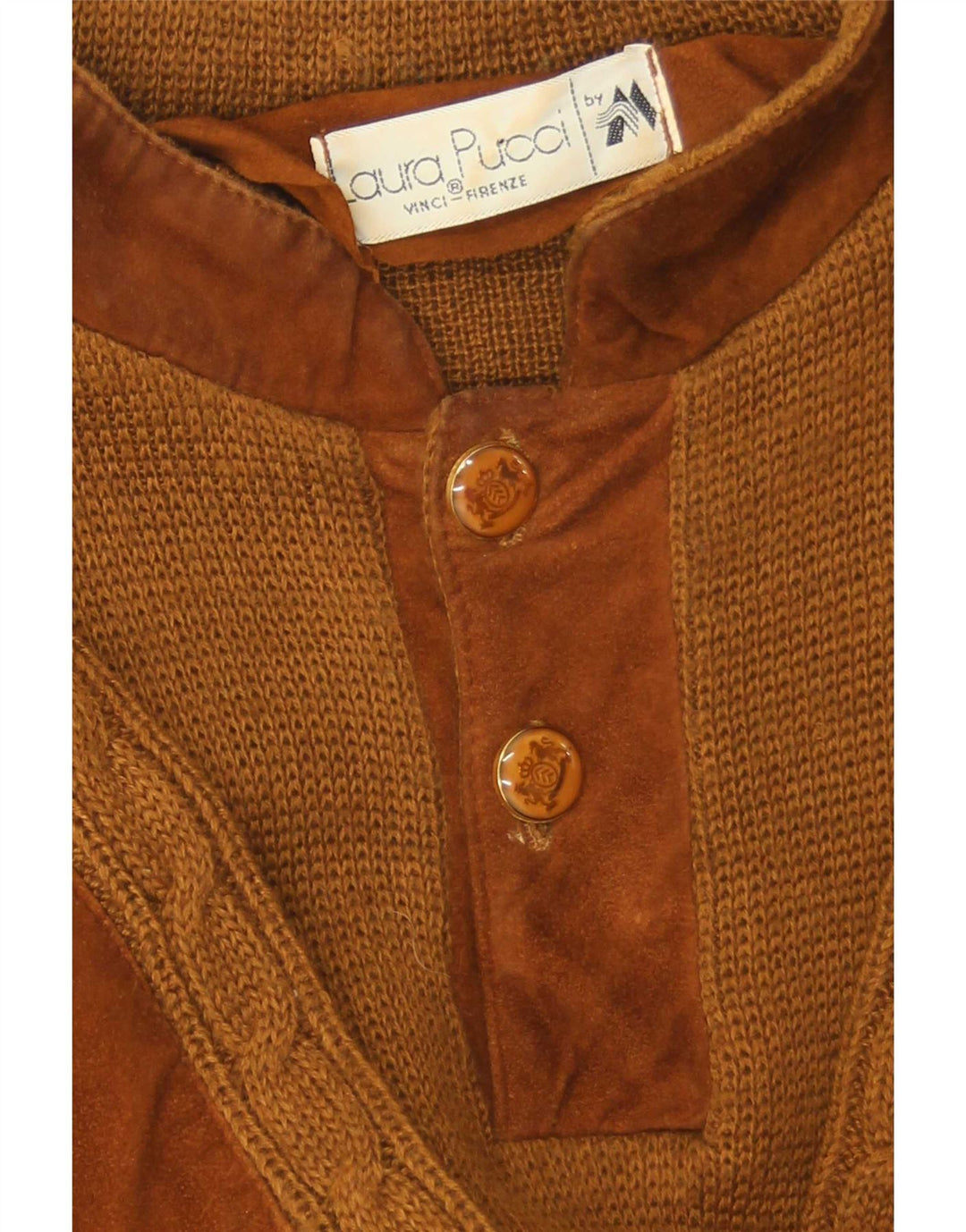 Laura Pucci Pull à col boutonné pour homme Marron moyen