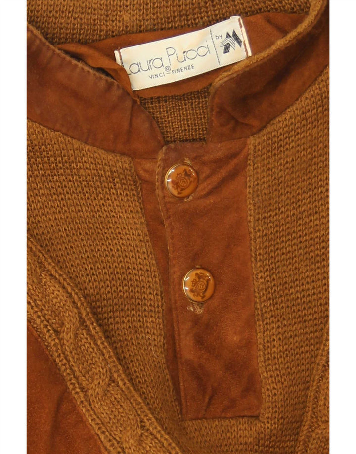 Laura Pucci Pull à col boutonné pour homme Marron moyen