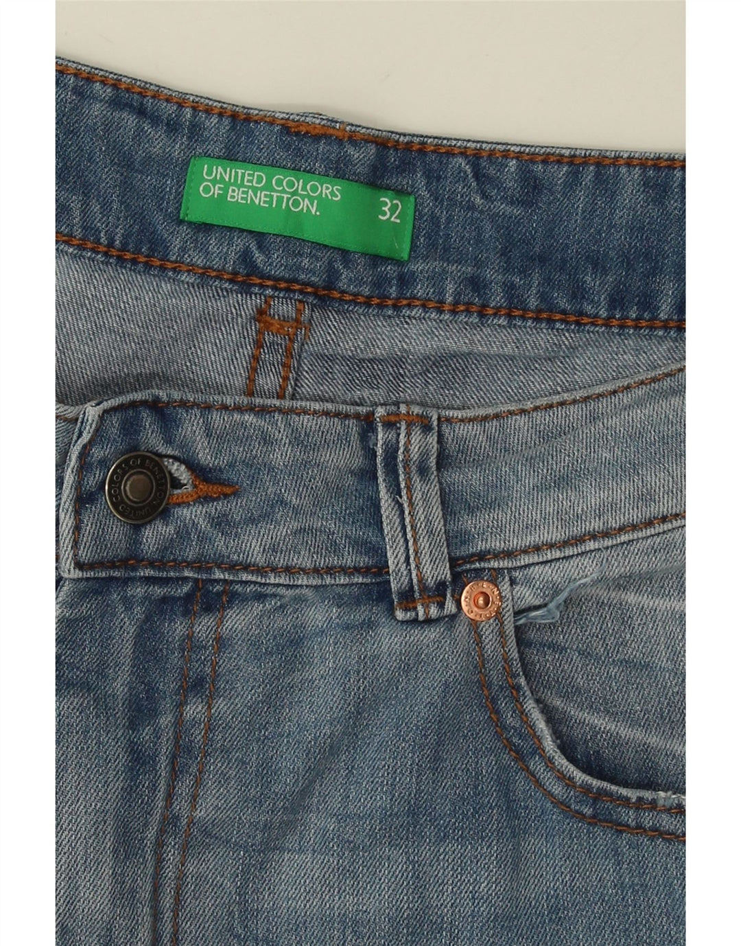 BENETTON Short en Jean W32 Homme Bleu Moyen