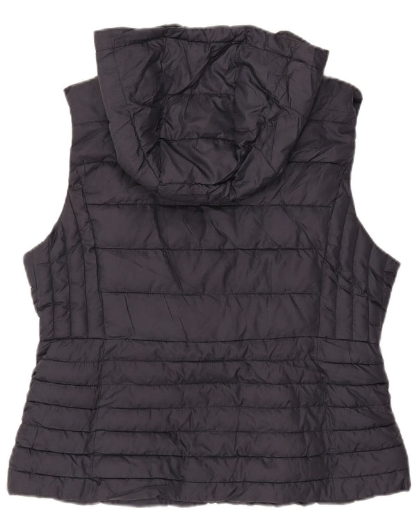ZARA Femme Gilet Rembourré À Capuche UK 18 XL Bleu Marine Polyester