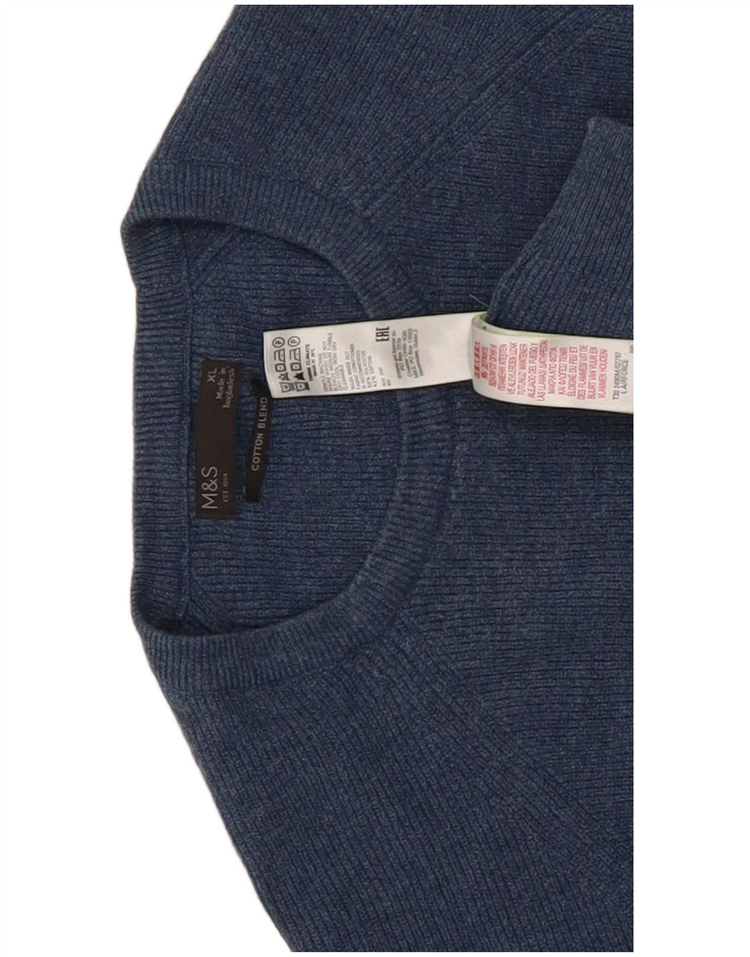 Marks & Spencer Pull à col rond pour homme XL Bleu Polyester