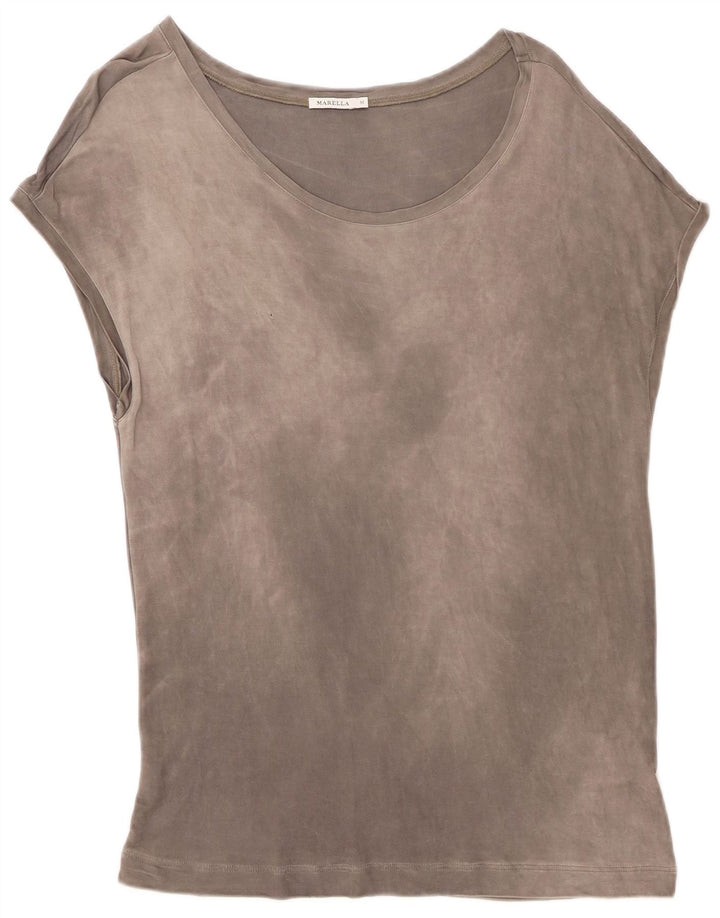 Marella T-Shirt Femme Top UK 14 Gris Moyen Viscose
