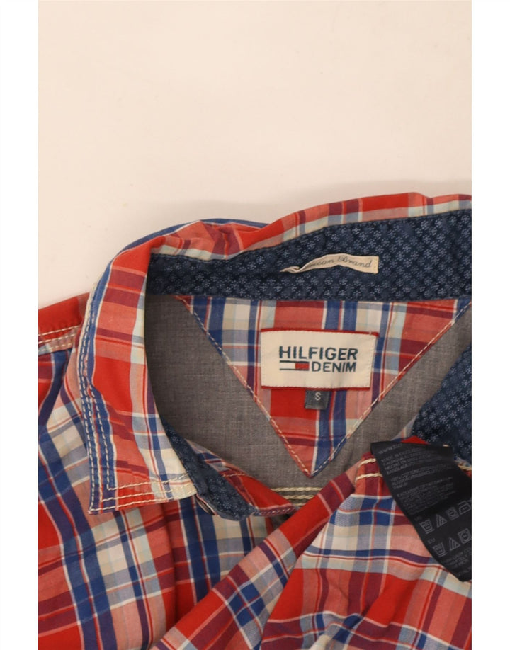Tommy Hilfiger Chemise Homme Petit Carreau Rouge Coton