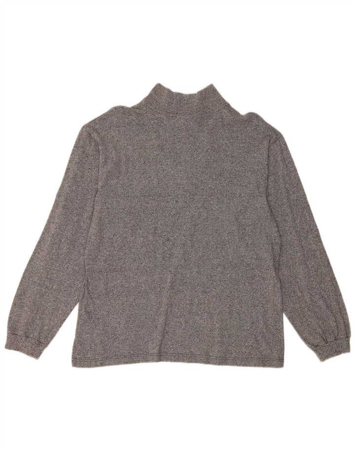 Asics Pull Col Zippé Homme Gris Moyen Moucheté Coton