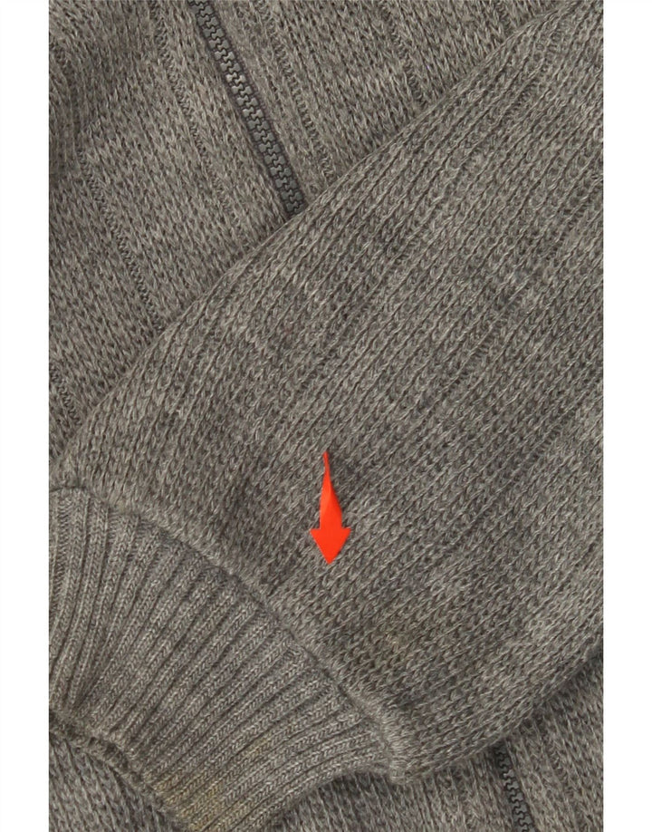 VINTAGE Pull Cardigan Femme UK 18 XL Gris Colorblock