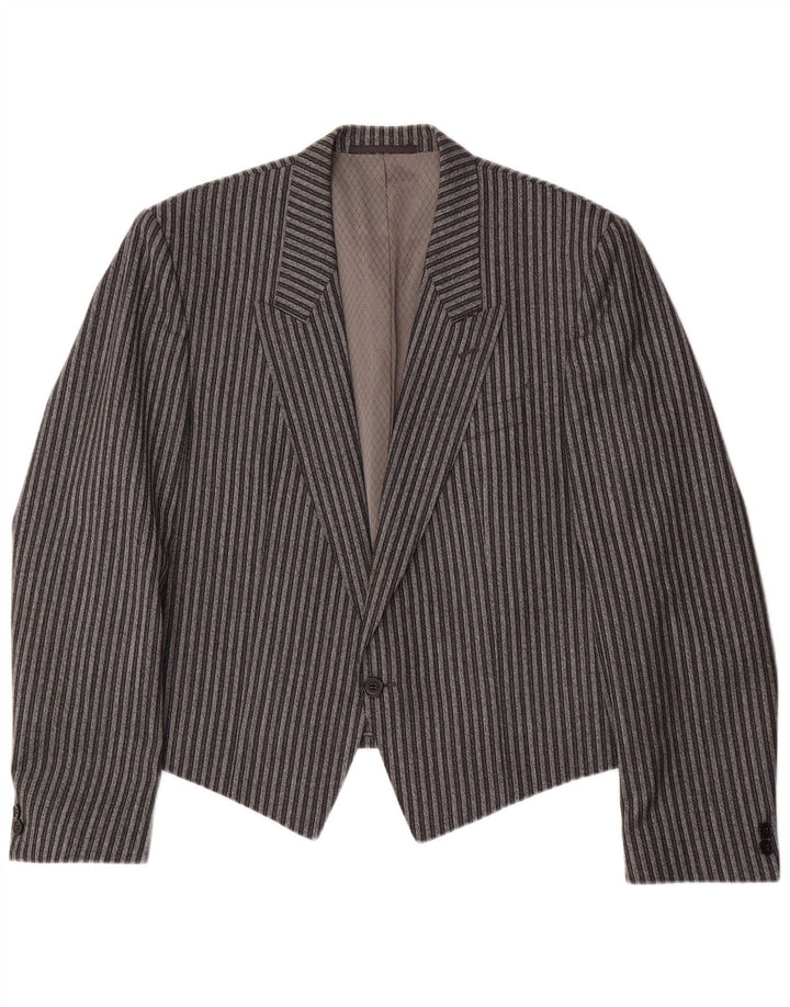 Leithauser Veste Blazer 1 Bouton Homme EU 54 2XL Gris Rayé Trevira