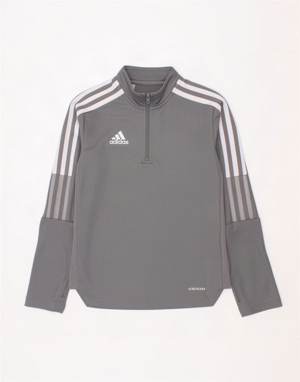 Adidas Garçons Aeroready Zip Neck Pull Survêtement Top 7-8 ans Gris