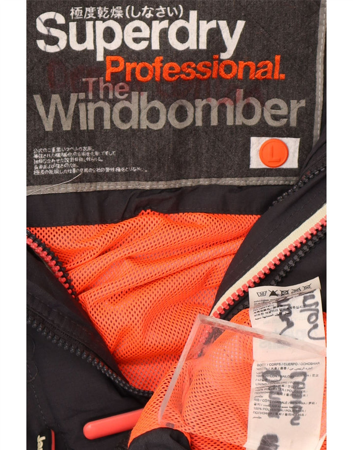 SUPERDRY Veste coupe-vent à capuche The Windbomber pour femme UK 16 Large Noir