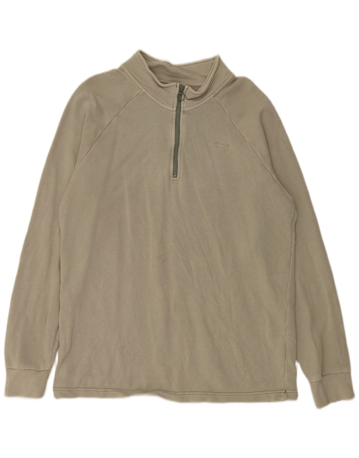 REEBOK Sweat-shirt à col zippé pour hommes, grand coton kaki
