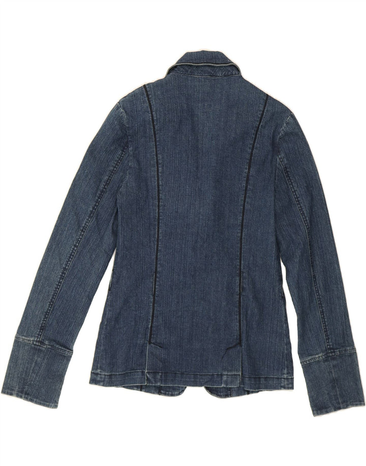 VINTAGE Womens Denim Blazer Jacket IT 44 Medium Blue Cotton Vintage Vintage and Second-Hand Vintage from Messina Hembry 