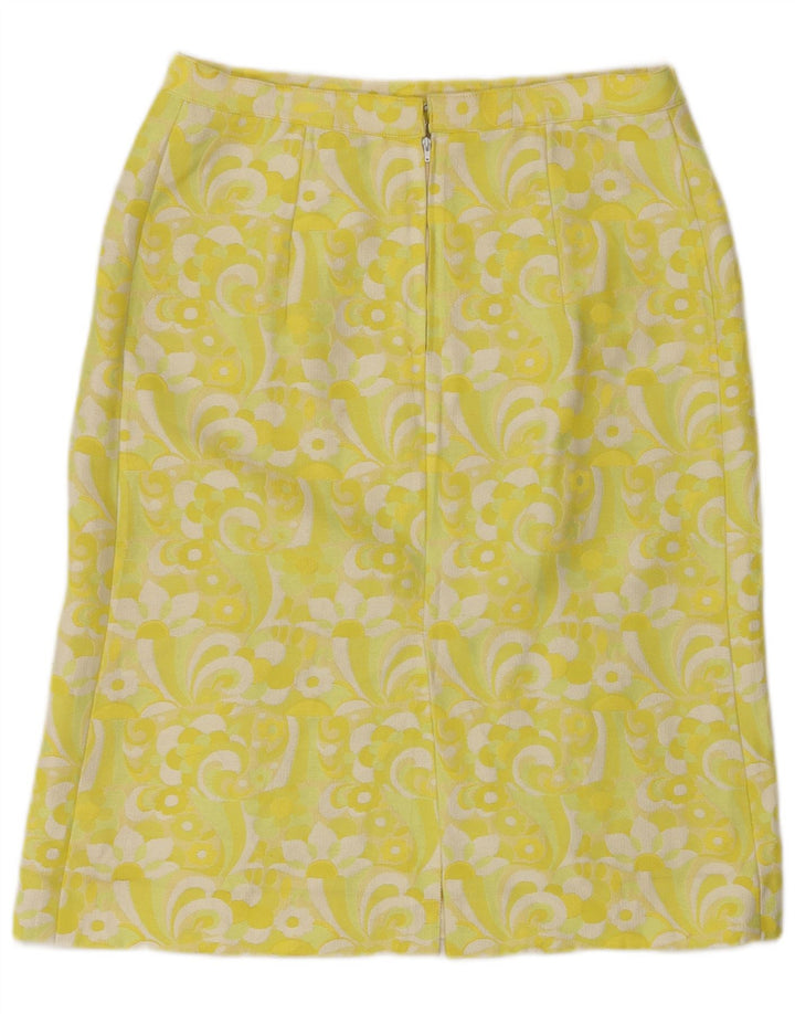 jupe droite femme vintage W30 Floral jaune moyen