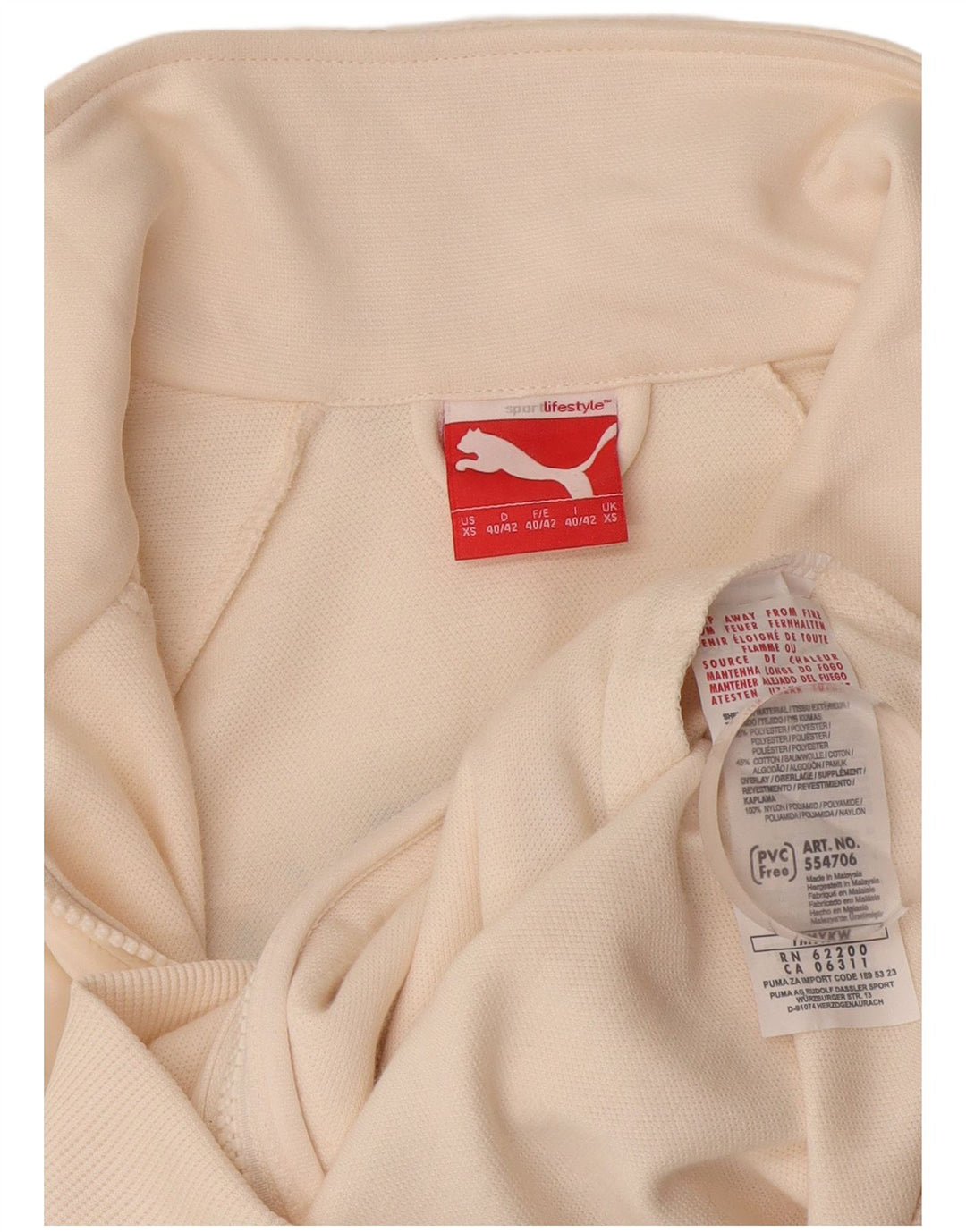 Puma Veste de survêtement graphique pour femme UK 6 XS Blanc Polyester