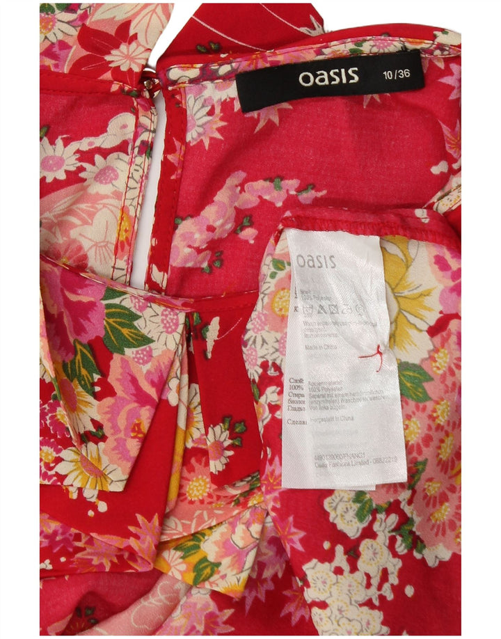 Oasis Chemisier sans manches pour femme UK 10 Petit rouge floral en polyester