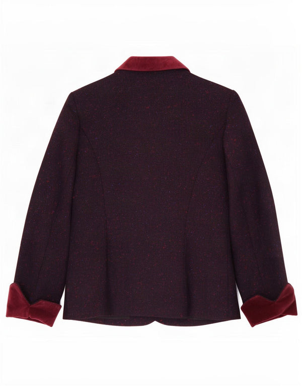Reldan Veste blazer à 3 boutons pour femme UK 14 en laine vierge mouchetée bordeaux moyen