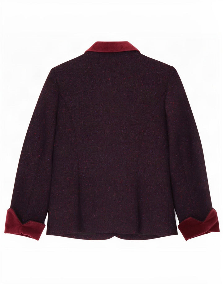 Reldan Veste blazer à 3 boutons pour femme UK 14 en laine vierge mouchetée bordeaux moyen