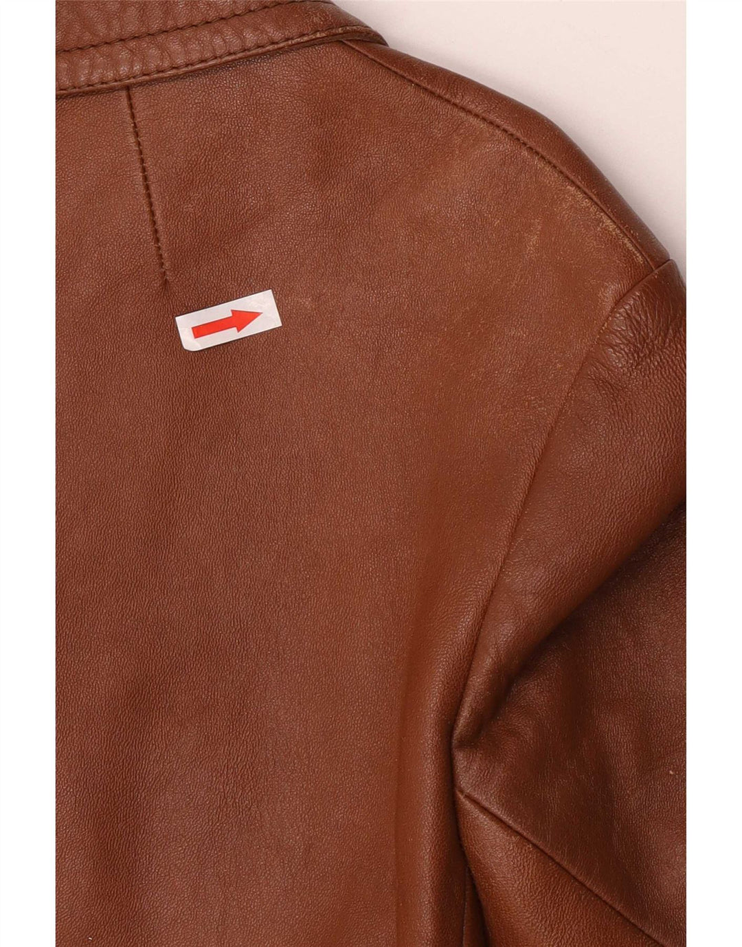 vintage Femme 3 Bouton Veste en cuir UK 8 Petit Brun