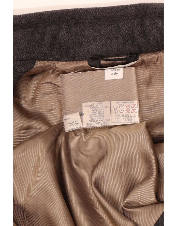 Marella Manteau militaire à double boutonnage pour femme UK 10 Petite laine grise