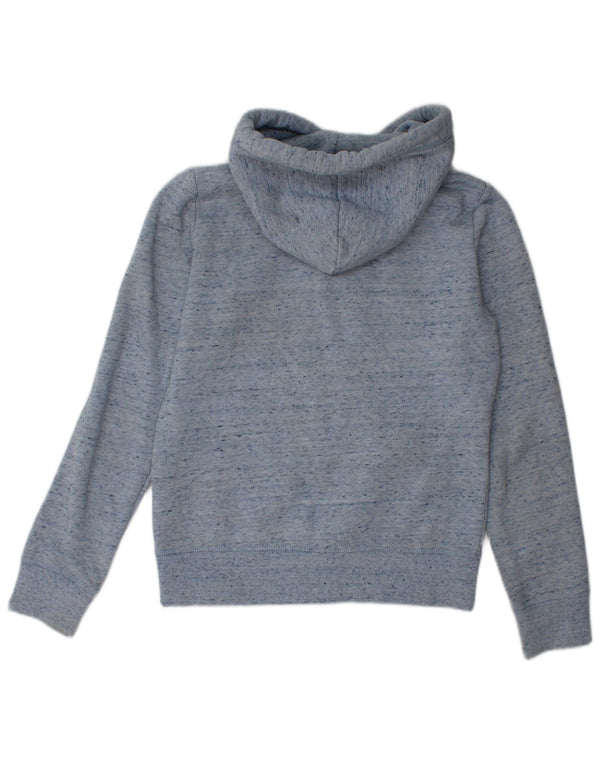 Superdry Pull à capuche zippé pour femme UK 10 Petit coton moucheté bleu