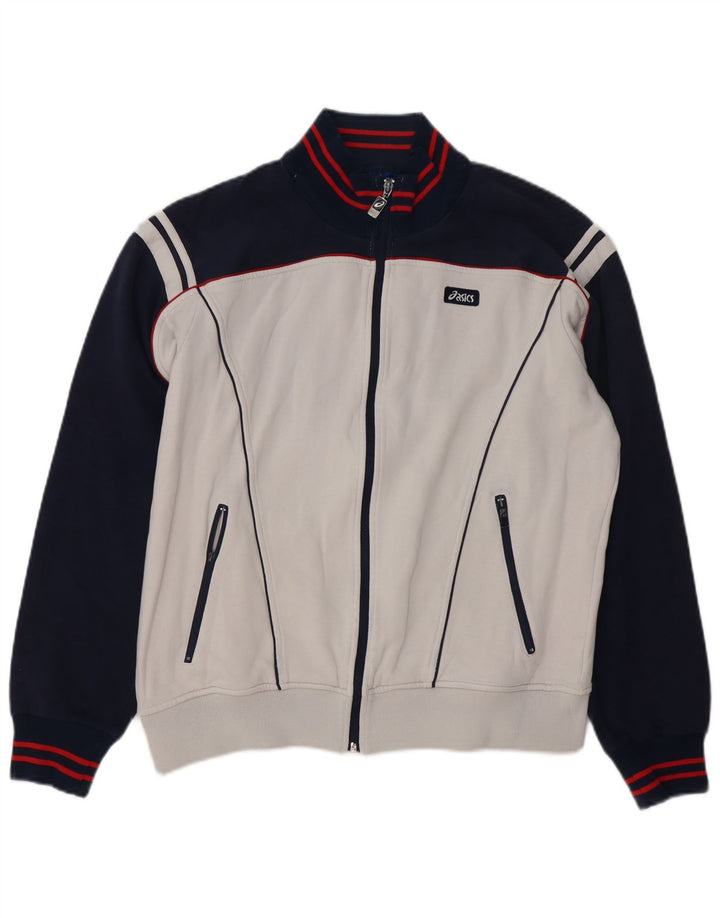 ASICS Veste de survêtement graphique pour hommes, grand, blanc, colour block