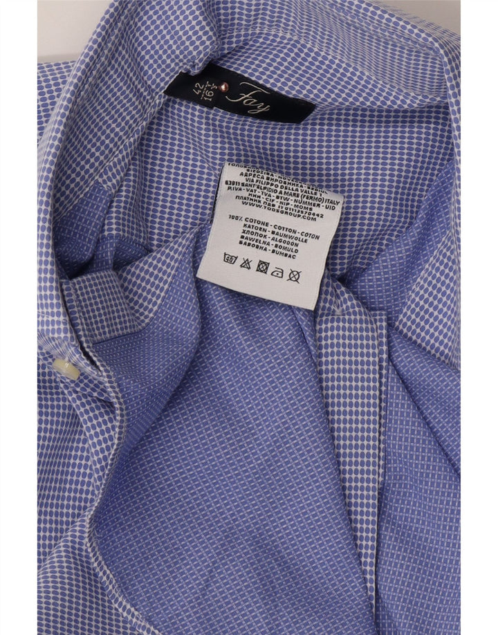 Chemise homme FAY taille 42 16 1/2 grand coton tacheté bleu
