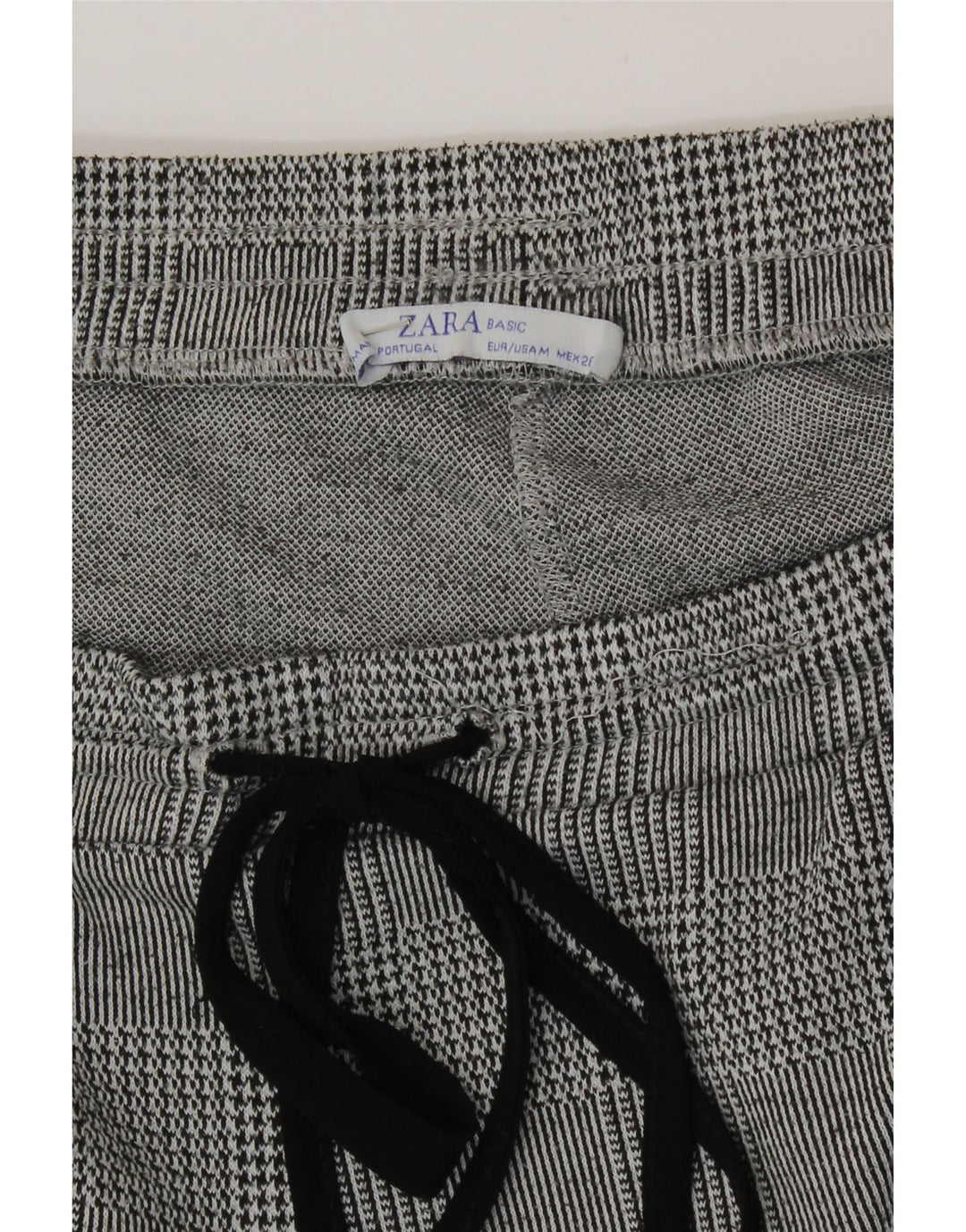 Pantalon de survêtement court Zara pour femme UK 12, pied-de-poule gris moyen