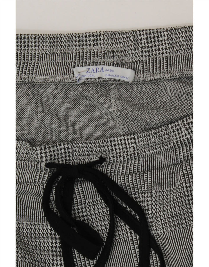 Pantalon de survêtement court Zara pour femme UK 12, pied-de-poule gris moyen